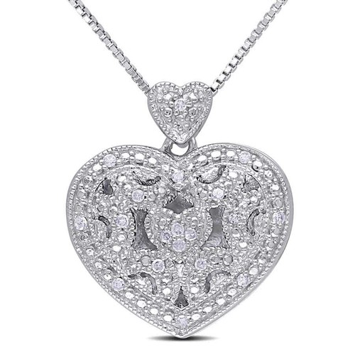Amour diamond heart locket - heart,