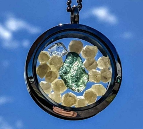 Moldavite herkimer diamond - &,